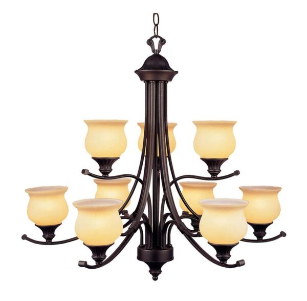 Decorative Chandelier Type Lamp In Bronze Finished Metal