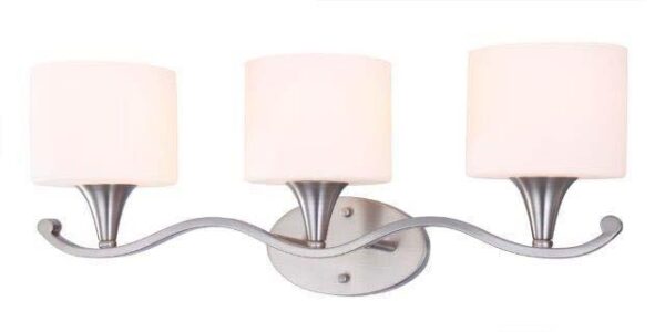 Wall Lamp 3xe27-60w (not Included), Satin Nickel Finish, Opal Glass Shade