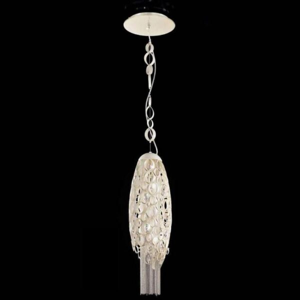 Hanging Lamp Avario Lucido Brand Idl, With Metal Structure With Swarovski Crystals And Soft Ivory Frame.