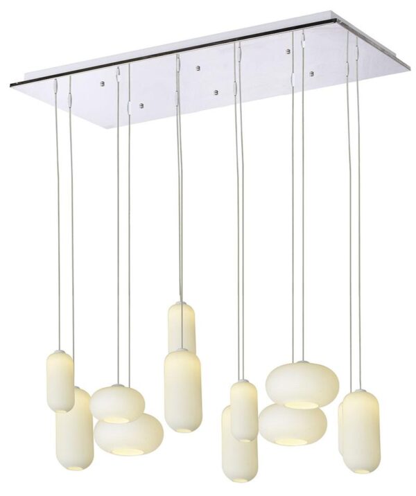 Decorative Pendant Lamp With 12 Cords With Its Respective White Opal Screens