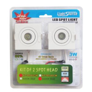 Mini Led Spots White Kit Of 2 Units Of 3w 6000k