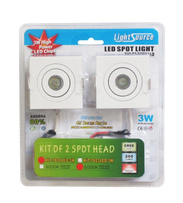 Mini Led Spots White Kit Of 2 Units Of 3w 6000k