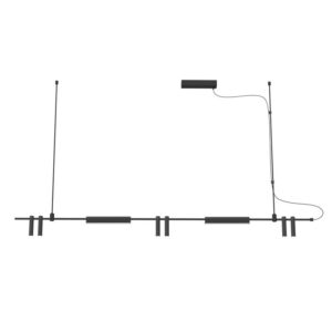 Linear Pendant Lamp, Adjustable, Modern Led Brand Lightsource Eurol Collection, Matt Black Finish 50w, In Light Tone (3000k)