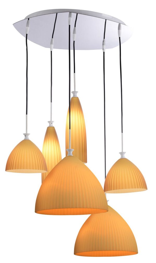 Decorative Lamp To Hang With Its Tensioners And Screens In Orange Finish