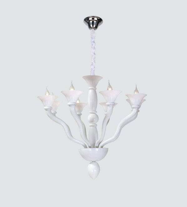 Decorative Lamp For Hanging Small Chandelier Type White Finish