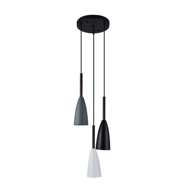 Pendant Ceiling Lamp 3xe27 40w Max (not Included) Dimensions: D-250mm, Finished With White / Black / Gray Color Metal Shade With Coffe, Home Delight Brand.