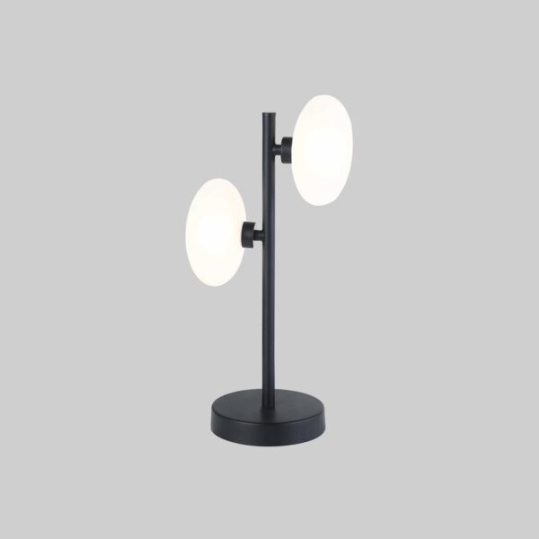 Modern Table Lamp Brand Homedelight Uses 2xg9 Led (not Included) With Matt Black Metallic Body And White Opaline Crystals