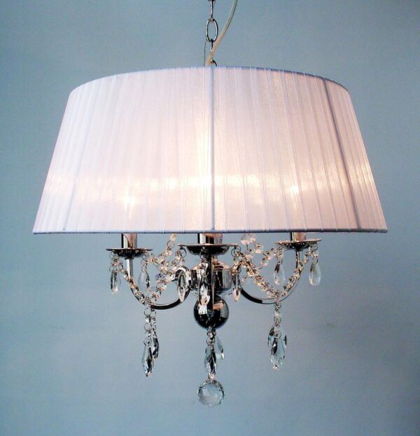 Modern Homedelight Brand Pendant Lamp, With Chrome Body And Fabric Shade, Crystal Details