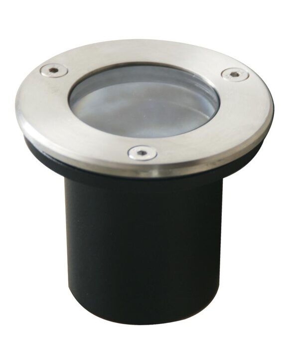 Outdoor Lamp, Floor Recessed, With Aluminum Body And Stainless Steel Cover, For Gu10-led Spotlight (spotlight Not Included) Ip65 D-85mm H-95mm With Tempered Lens