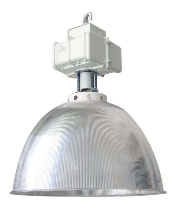 Industry Pendant Ceiling Lamp, Lightsource Brand, Special For Double Heights, Finish: Polycarbonate C / Uv, Ip20, D-410 H-270mm, 1xe40 Max250w Thread (halyde / Sodium Metal) No Inluded