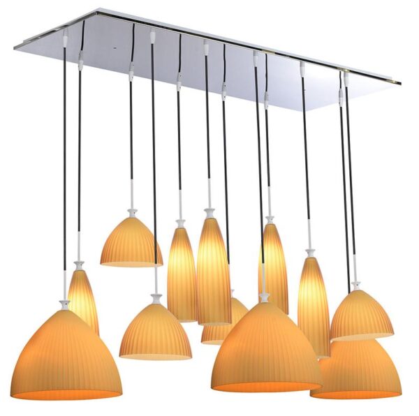 Pendant Ceiling Lamp 12xe12-40w (does Not Include Spotlight), Dimensions 1065x450x166mm H-1500mm, Matte Yellow Glass. Brand Home Delight
