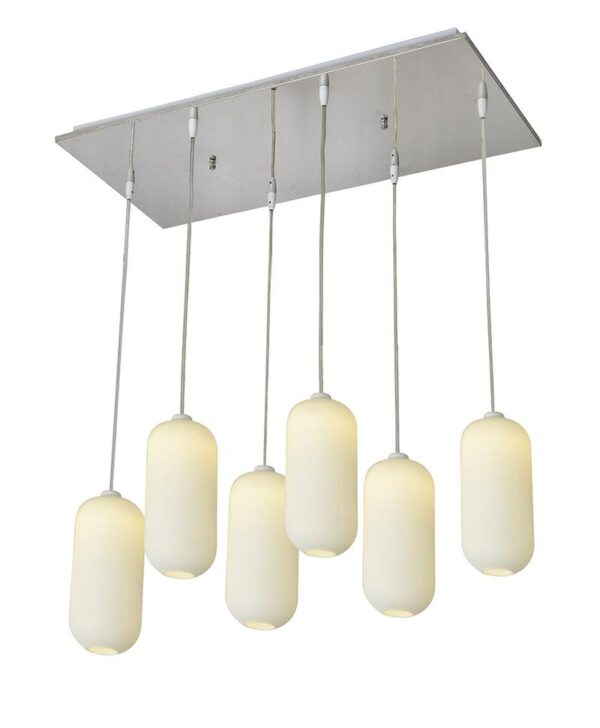 Decorative Pendant Ceiling Lamp, 6x4w Led 3000k, Frosted Glass, 680x330x1200mm