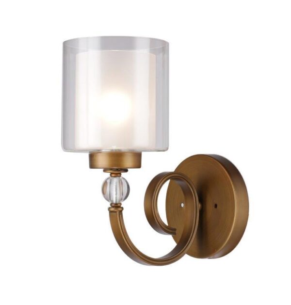 Classic Type Wall Lamp 1xe27-60w With Frosted Glass And Golden Finish.